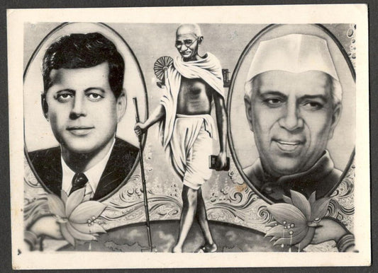 India 1960s small Patriotic Pop Art photograph Kennedy Nehru Gandhi