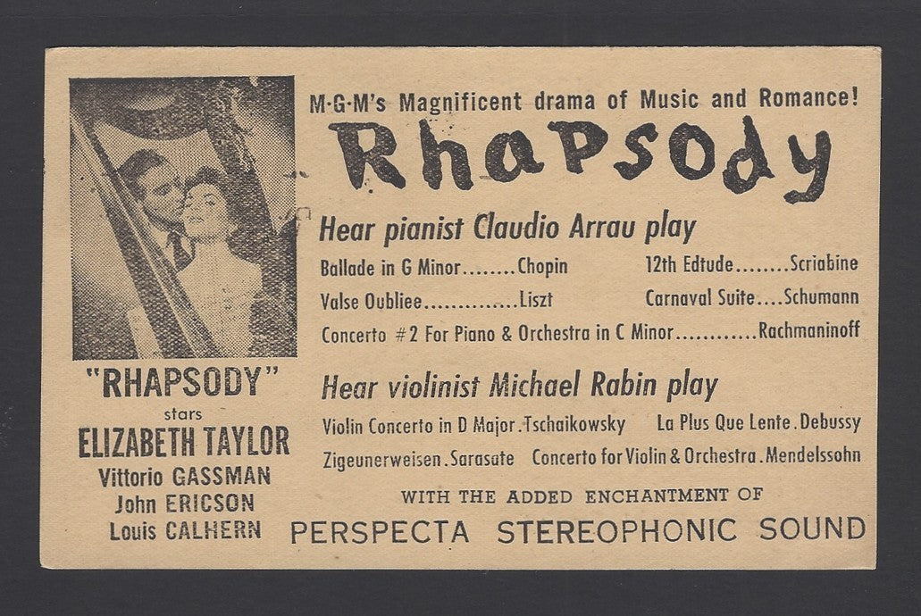 India 1964 illustrated advertisement postcard for the Musical RHASPODY