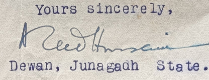 India 1945 crested letter JUNAGADH STATE signed by the Diwan