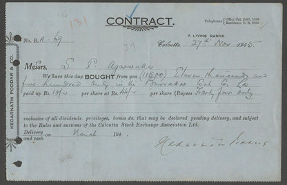 AOP India KGV Broker's Note 2a x 6 & 1R x 12 on 1945 contact note