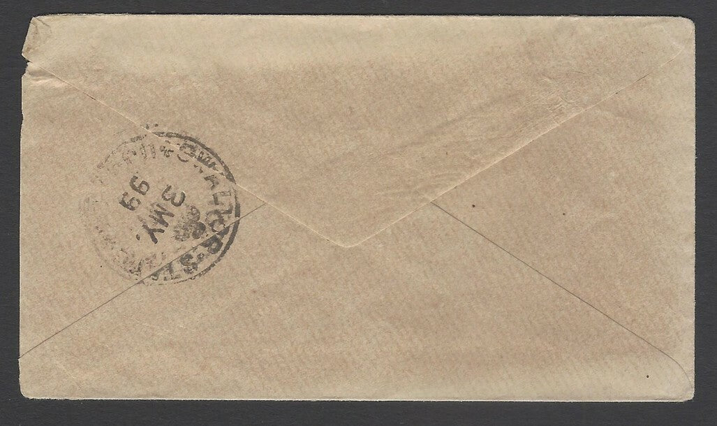 AOPIMT India QV cover canc. Hindi INDORE sc 1899