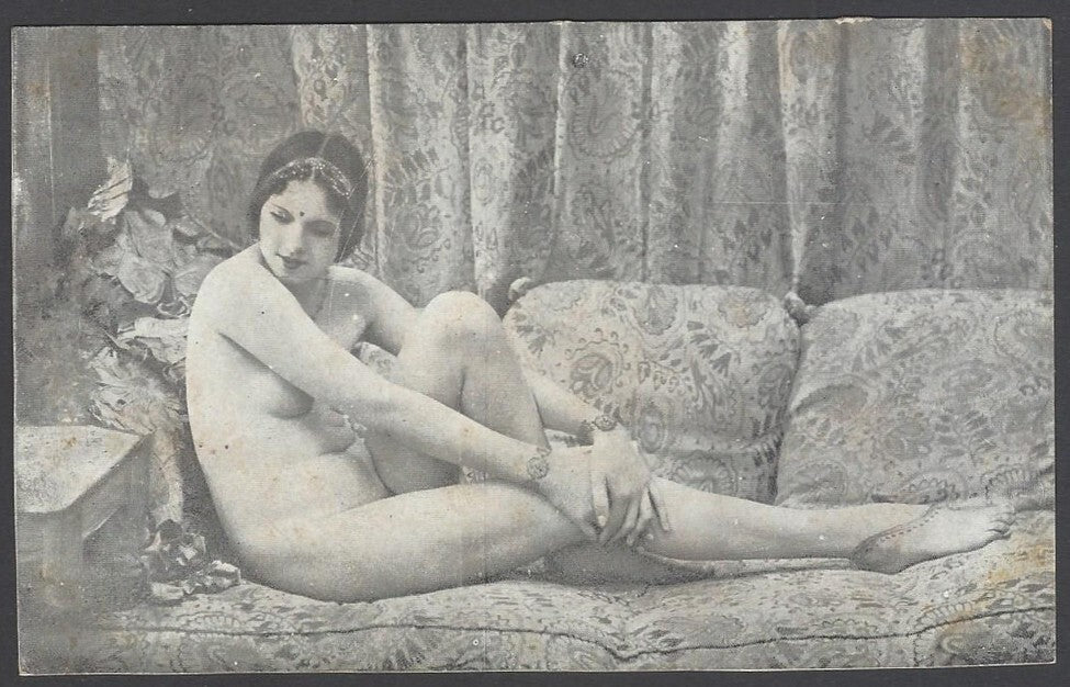 AOP India vintage plain back postcard NUDE