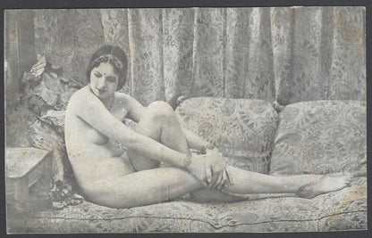 AOP India vintage plain back postcard NUDE