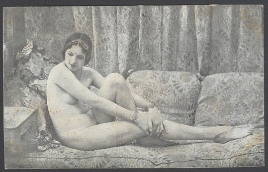 AOP India vintage plain back postcard NUDE
