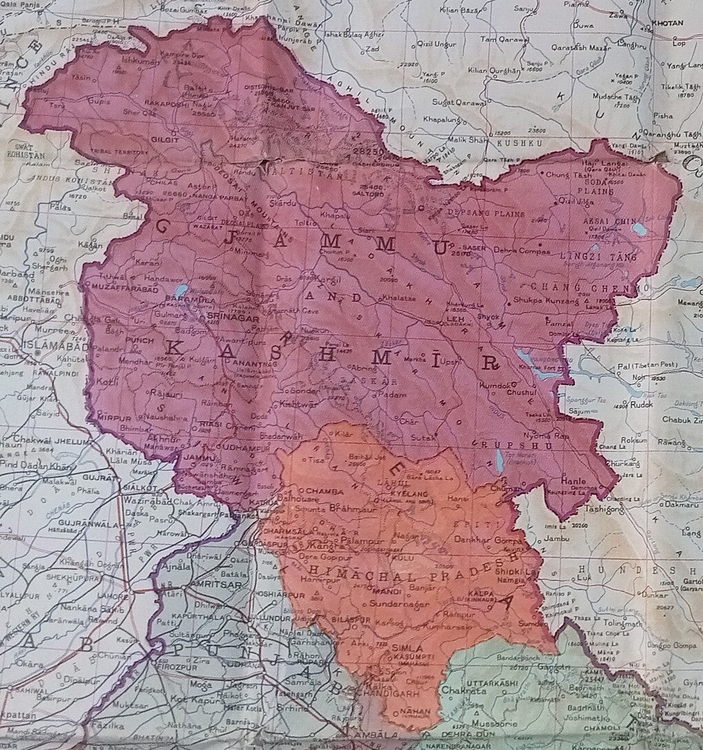 Survey of India 1972 large canvas map India & Adjacent Countries 64" x 72"