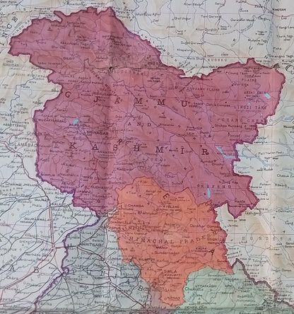 Survey of India 1972 large canvas map India & Adjacent Countries 64" x 72"