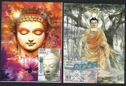 India 2007 Buddha set of 6 on 6 Sarnath 2022 maximum cards