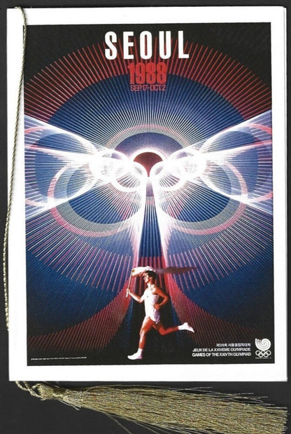 India 2024 Paris Olympics souvenir with 1988 Seoul, South Korea Olympics cachet