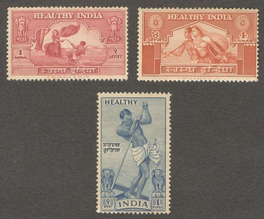 1952 Healthy India labels set of 3