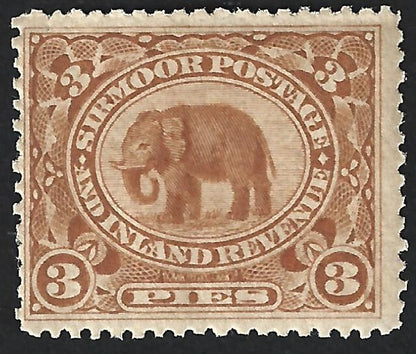 India Sirmoor State 1894-99 3p orange brown MNH. SG 22 £8
