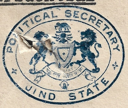 India 1928 signed crested letter POLITICAL SECRETARY * JIND STATE