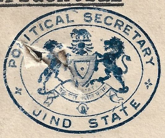 India 1928 signed crested letter POLITICAL SECRETARY * JIND STATE