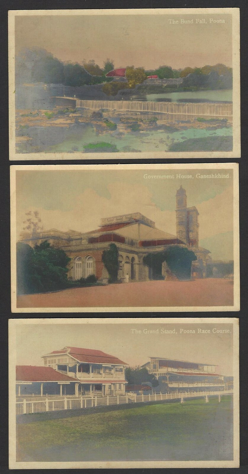 India Poona vintage hand coloured real photo postcards (3)