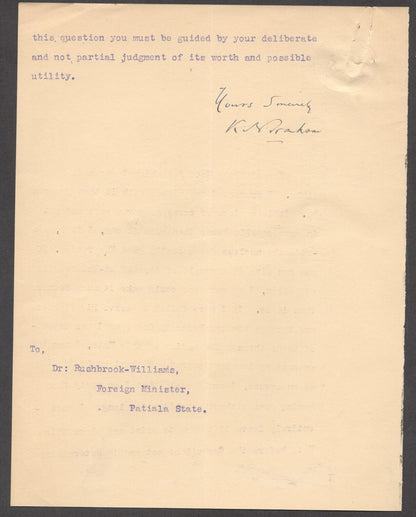 India 1927 crested letter POLITICAL DEPT GWALIOR impotent regret fo scrappy work