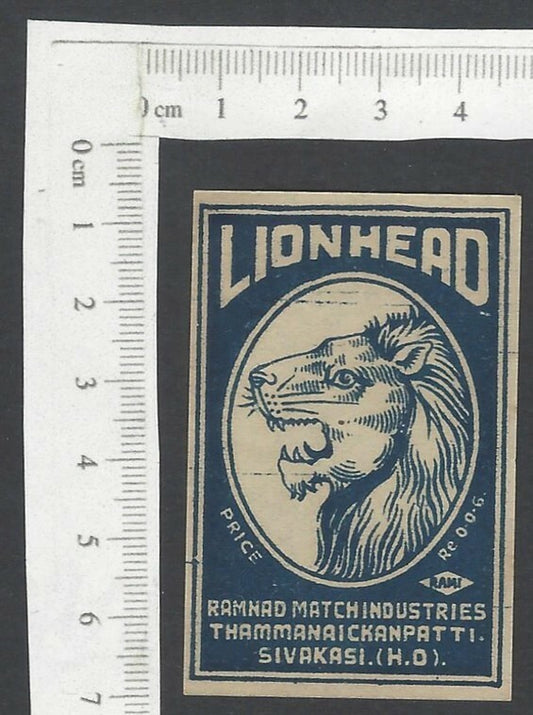 India 1950s matchbox labels – LION HEAD