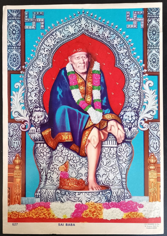AOP India vintage poster SAI BABA by J.B. KHANNA & Co. 10x14 inches