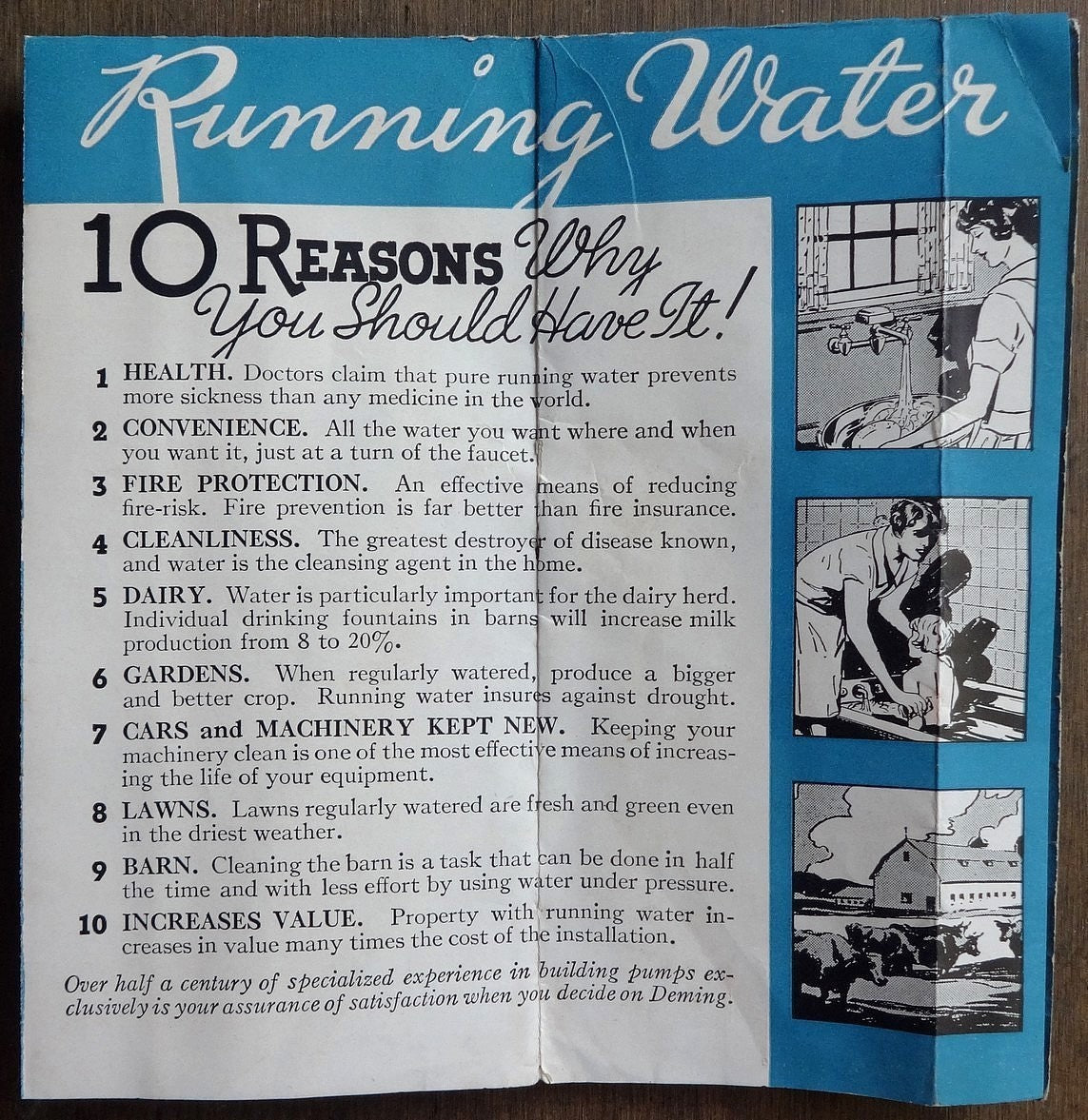 India 1939 advertisement leaflet for DEMING SHALLOW WELL PUMP