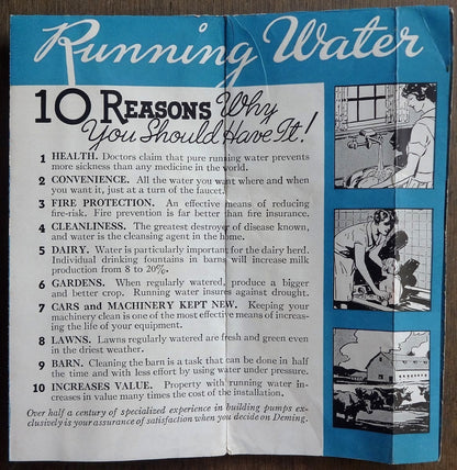 India 1939 advertisement leaflet for DEMING SHALLOW WELL PUMP