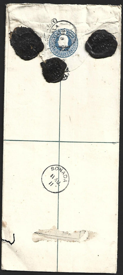 India PATIALA STATE KEdVII 2a blue regd envelope used. HG #C3
