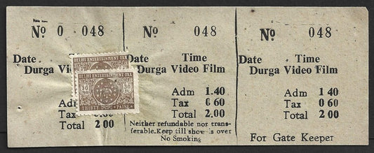 AOP India DELHI Entertainment Tax 30p x 2 on Video Film ticket
