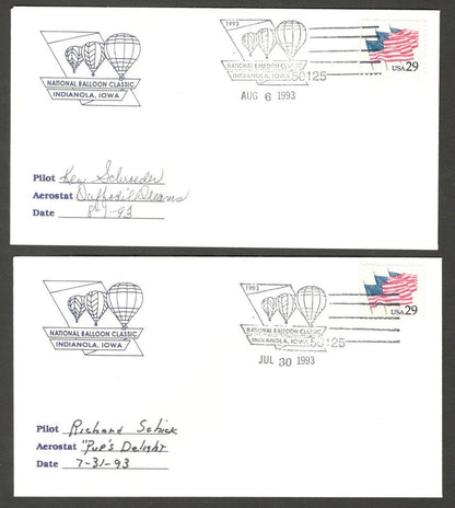National Balloon Classic, Indianola 1993 covers signed by Pilots (10)