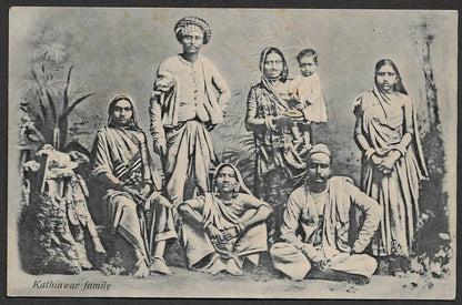 India vintage postcard Kathiawar Family