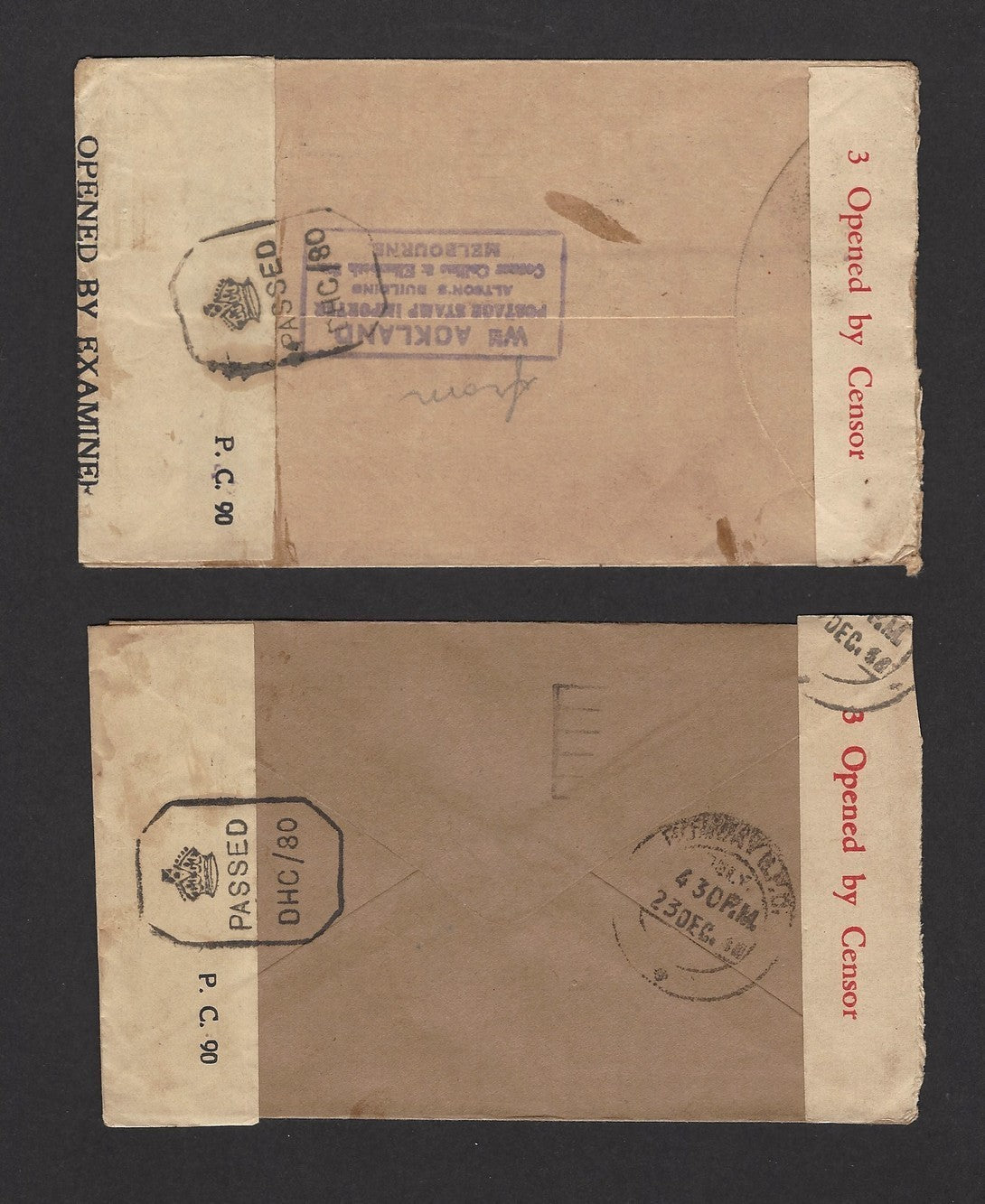 Australia WW2 covers to India with censors of both countries (6)