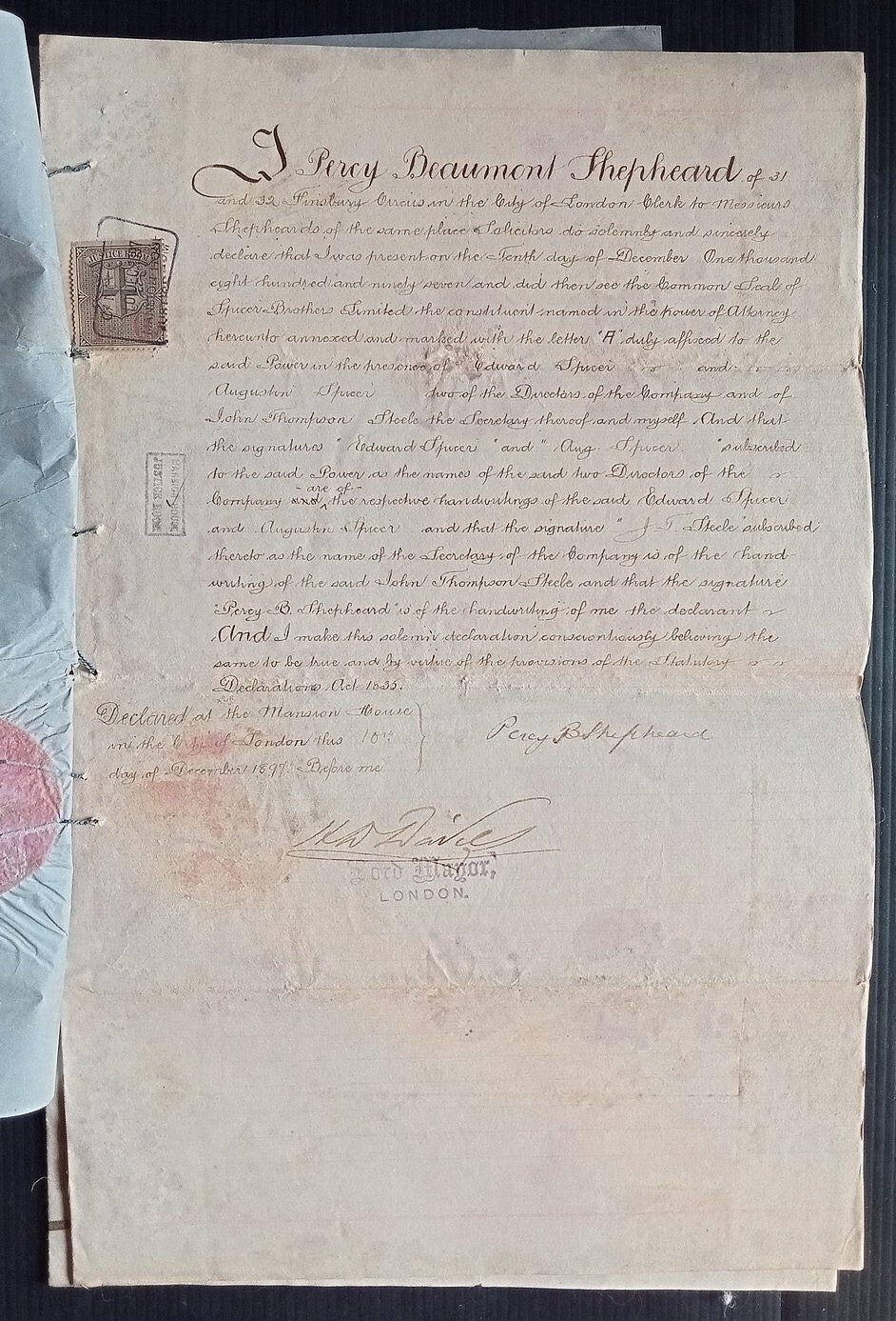 GB Mayors Court & Justice Room (2) & India QV SP Adh 5R on 1898 document zaz