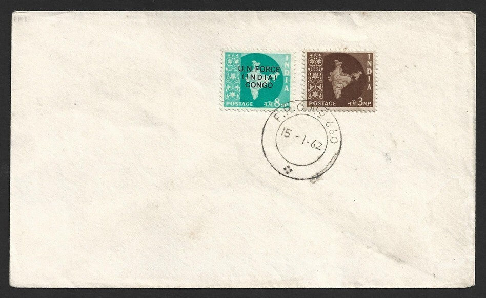 (AOP) India 1962 UN Force in CONGO FPO 660 - Leopoldville cover