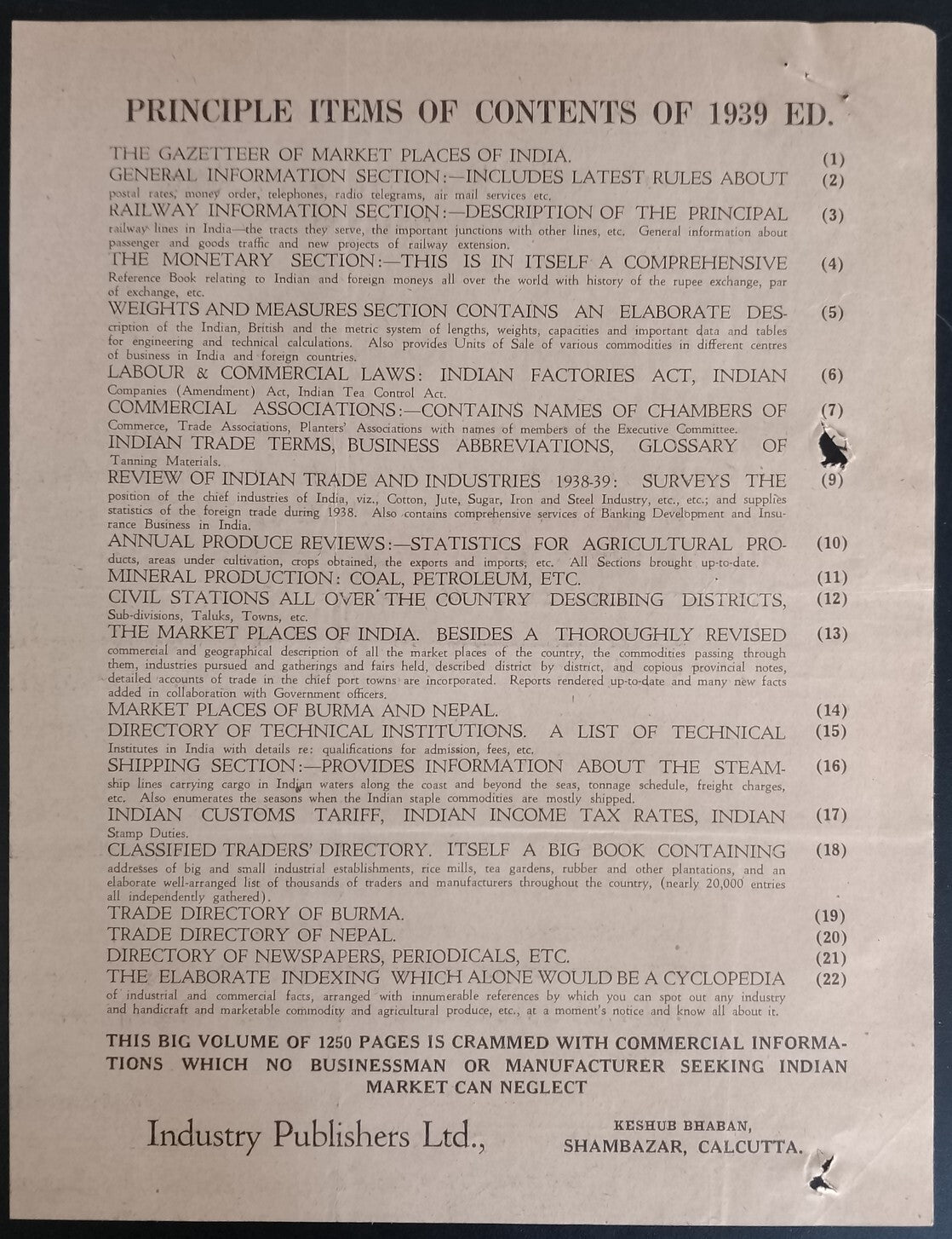 AOP India correspondence - INDUSTRY YEAR BOOK & DIRECTORY 1939