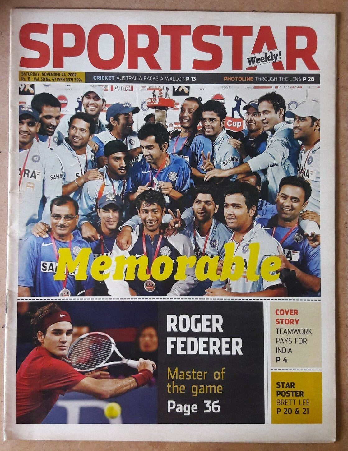 India Sportstar 2006-10 CRICKET cover issues 10” X 13” (5)