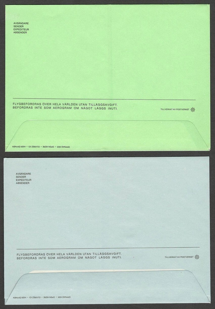 (AOP) India Sweden 1971-76 aerogrammes & airmail envelopes most unused (7)
