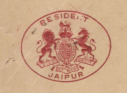 India 1912 crested letter RESIDENT JAIPUR