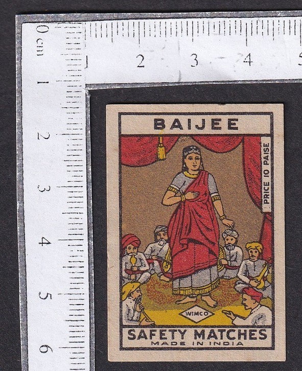 India vintage BAIJEE = COURTESEAN matchbox label