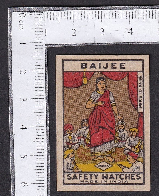 India vintage BAIJEE = COURTESEAN matchbox label