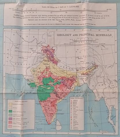 Survey of India 1972 large canvas map India & Adjacent Countries 64" x 72"