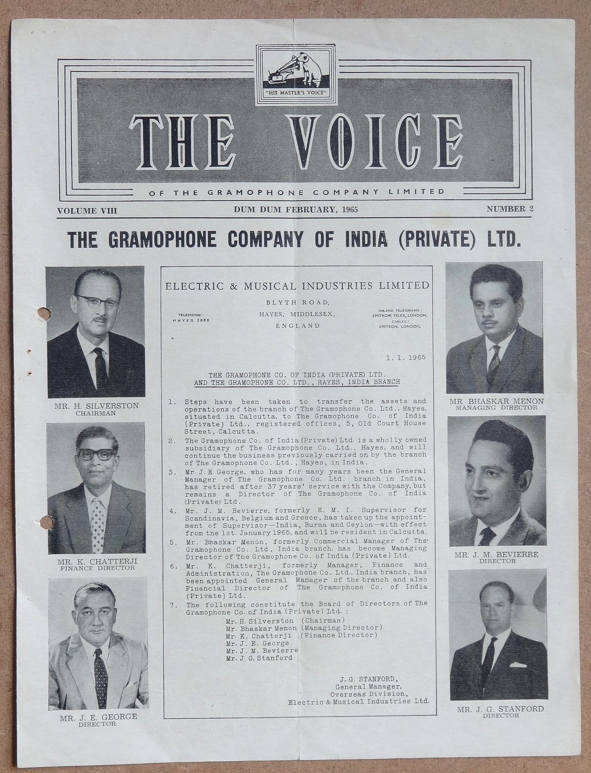 THE VOICE HMV Gramaphone’s monthly magazine India Feb 1965