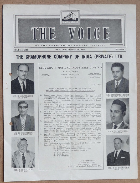 THE VOICE HMV Gramaphone’s monthly magazine India Feb 1965