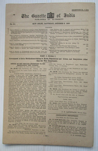 The Gazette of India 1943 issues (10)