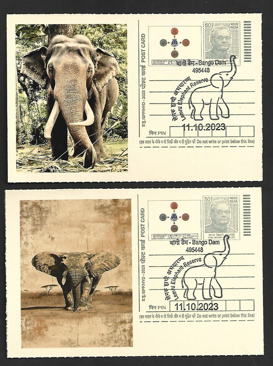 India ELEPHANTS 2023 Lemru Elephant Reserve pictorial commemorative postcards x8