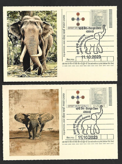 India ELEPHANTS 2023 Lemru Elephant Reserve pictorial commemorative postcards x8