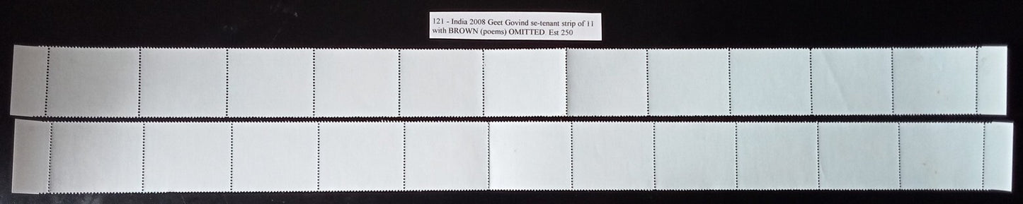 India 2008 Geet Govind Avatars of Vishnu se-tenant strip of 11 BLACK OMITTED MNH
