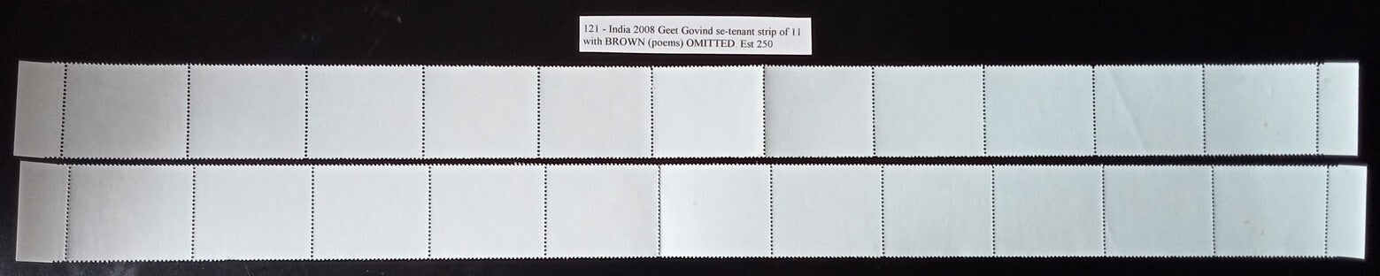 India 2008 Geet Govind Avatars of Vishnu se-tenant strip of 11 BLACK OMITTED MNH