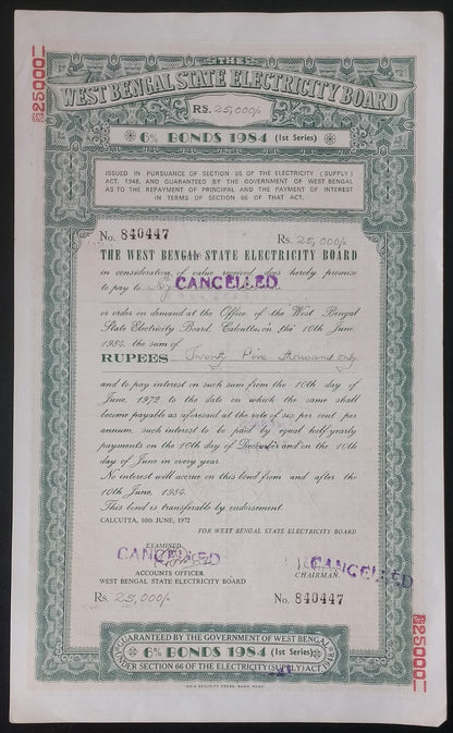 India West Bengal State Electricity Board 1984-8 BONDS upto 100000 (11)