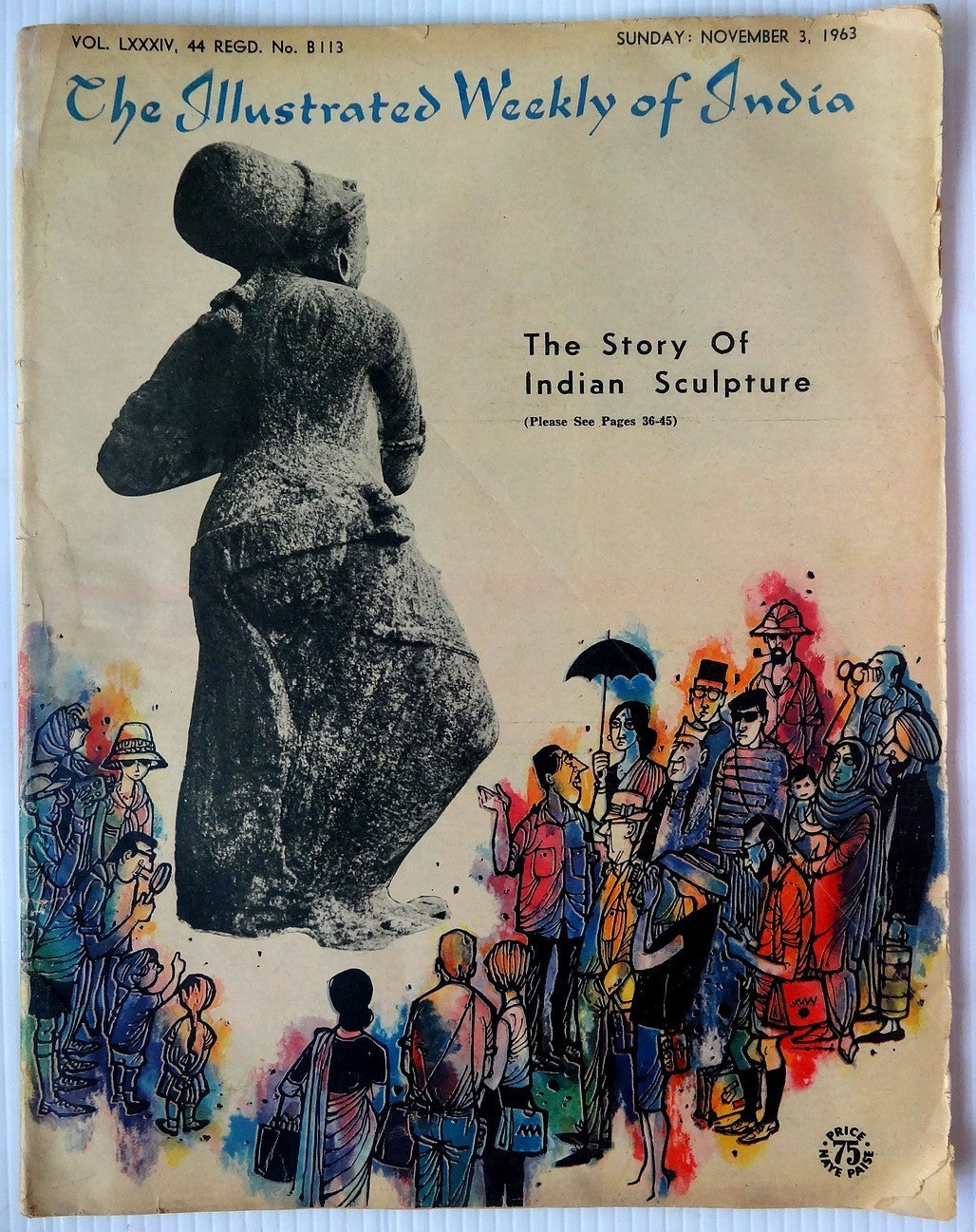 Illustrated Weekly of India 3 Nov 1963 issue MARIO MIRANDA cover frayed edges