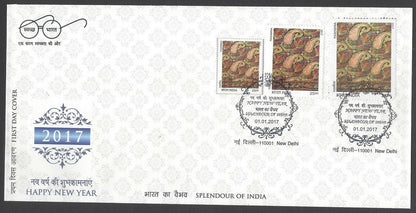 AOP India 2017 Happy New Year set of 12 FDCs with 3 sizes of stamps on each 