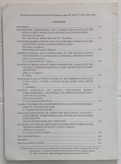 AOP India JOURNAL OF THE BOMBAY NATURAL HISTORY SOCIETY Dec 2000