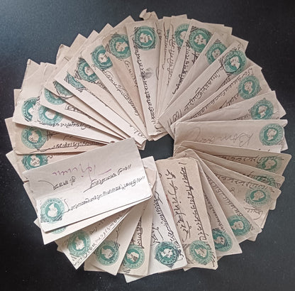 India QV 1/2a green envelopes x 100 selected for condition WHOLESALE