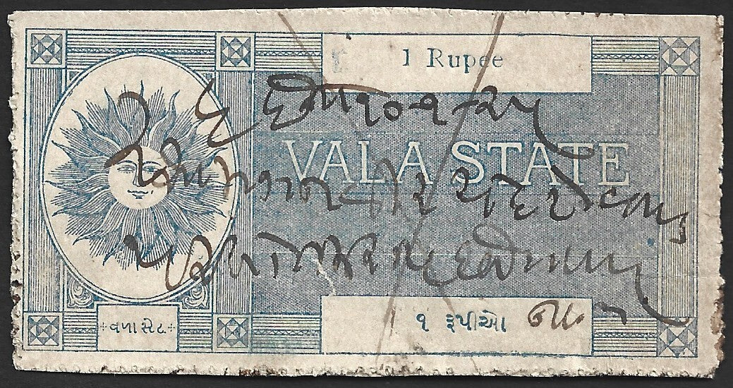 India Vala State Court Fee Type 16 1R pale blue