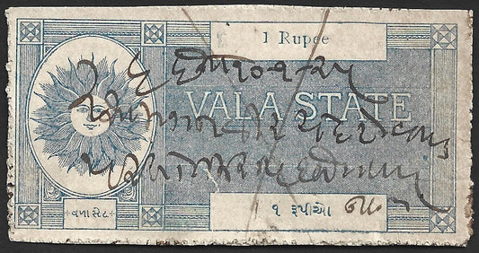 India Vala State Court Fee Type 16 1R pale blue